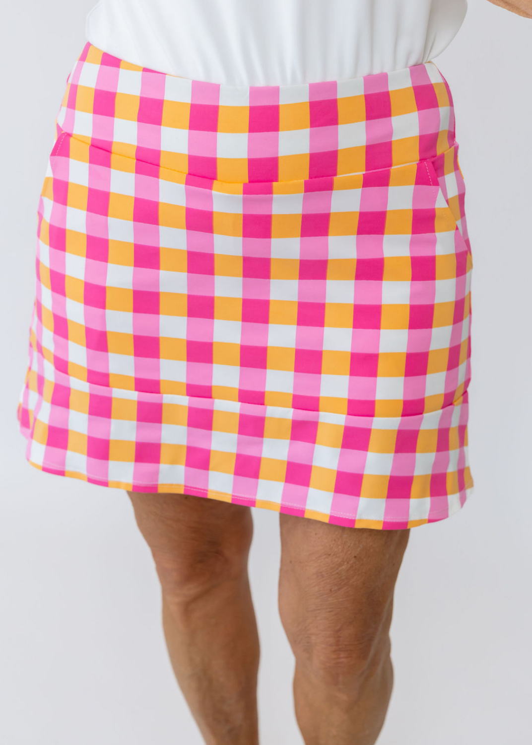 Swing Skort 15" - Chatham Check Pink/Orange - FINAL SALE