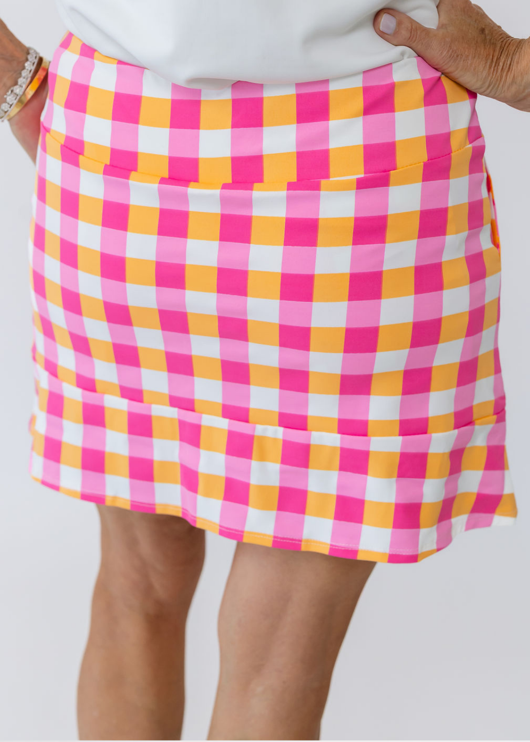 Swing Skort 15" - Chatham Check Pink/Orange - FINAL SALE