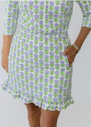 Country Club Skort with Ruffle 17 inch - Tiny Zinnias Lavendar - FINAL SALE