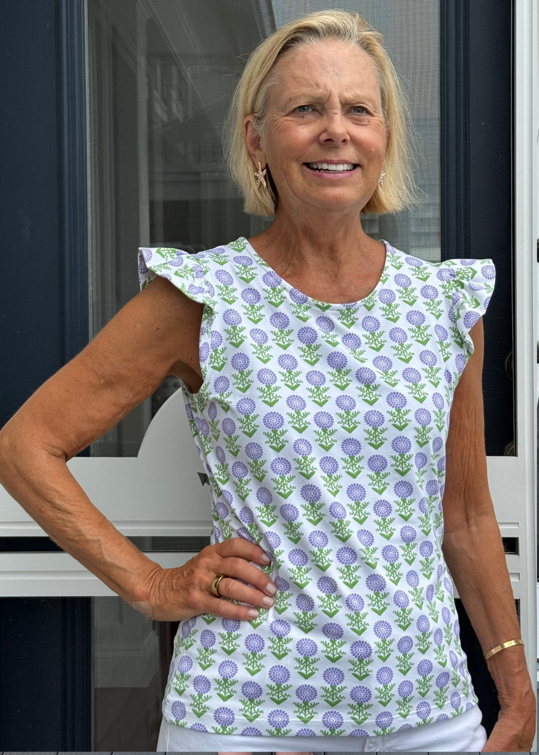 Jojo Top - Tiny Zinnias Lavender - FINAL SALE