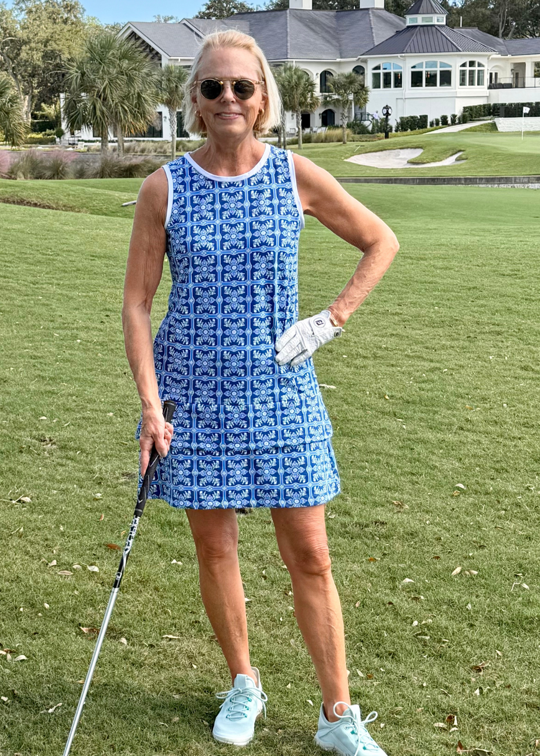 Daisy Sport Dress - Tile Art Blue/Green