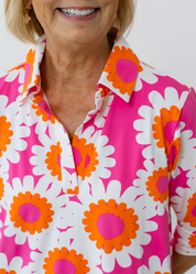 Lizzie Dress - Sunflowers Pink/Orange