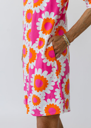 Lizzie Dress - Sunflowers Pink/Orange