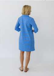 Polo 3/4 Sleeve Dress - Breton Stripe Marine Blue