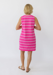 Lucille Sleeveless Dress - Ric Rac Stripe Pink/White