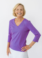 V Crew Tee - Juicy Stripe Pink/Blue - FINAL SALE