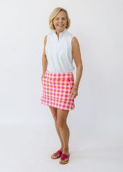 Swing Skort 15" - Chatham Check Pink/Orange - FINAL SALE