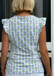 Jojo Top - Tiny Zinnias Lavender - FINAL SALE