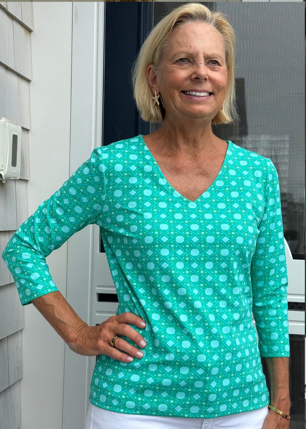 V-Crew Tee - Cane Blue/Green  -  FINAL SALE