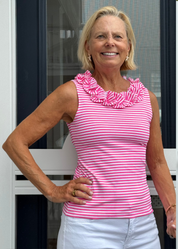 Cricket Sleeveless Top - Juicy Stripe Hot Pink/White