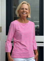 Haley Top  - Juicy Stripe Hot Pink/White