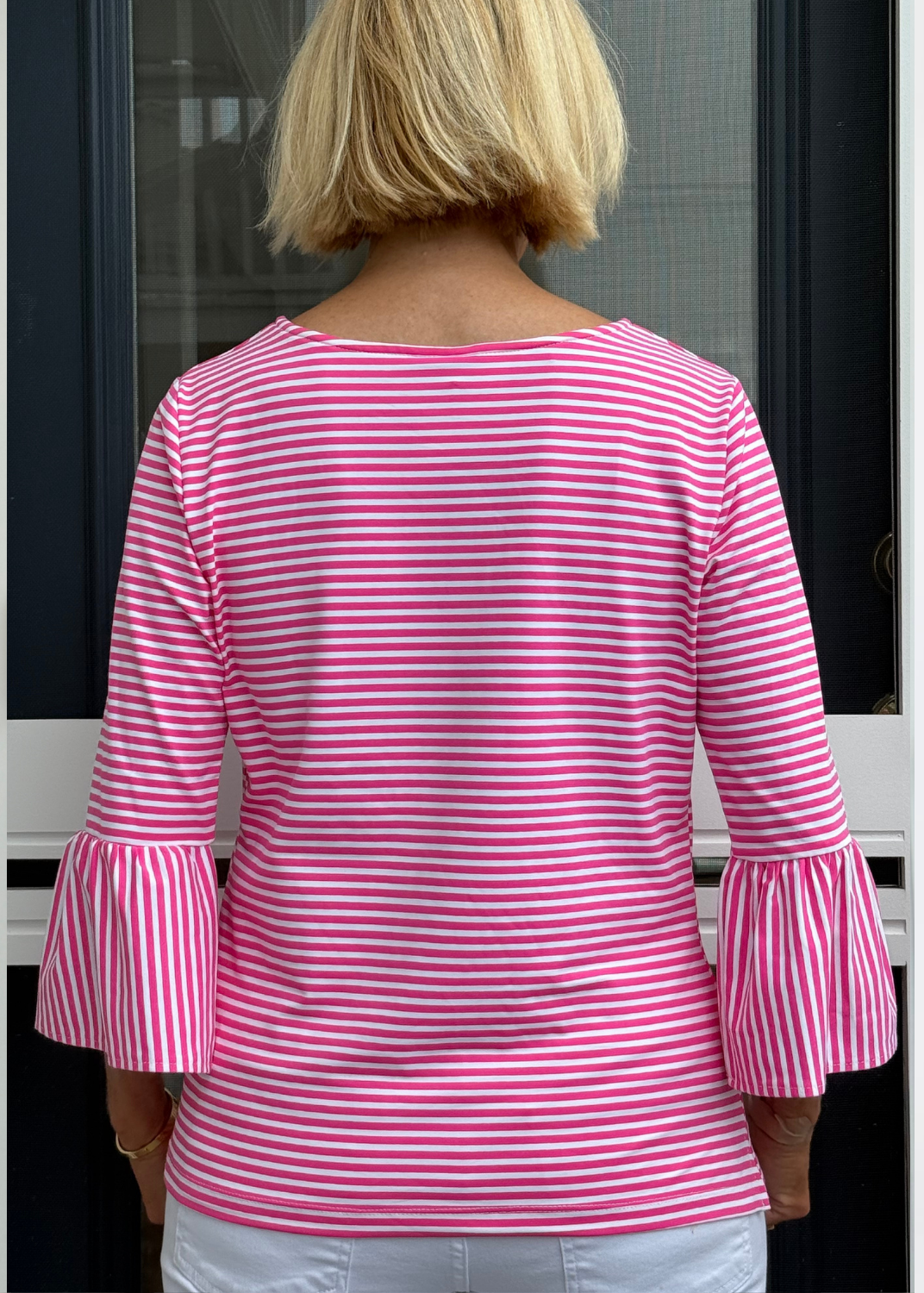 Haley Top  - Juicy Stripe Hot Pink/White