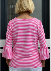 Haley Top  - Juicy Stripe Hot Pink/White