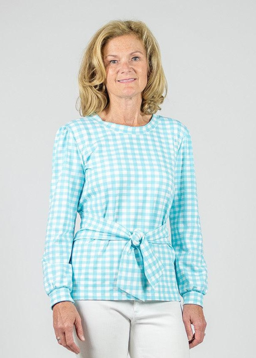 Sydney Top- Gingham Blue Radiance - FINAL SALE