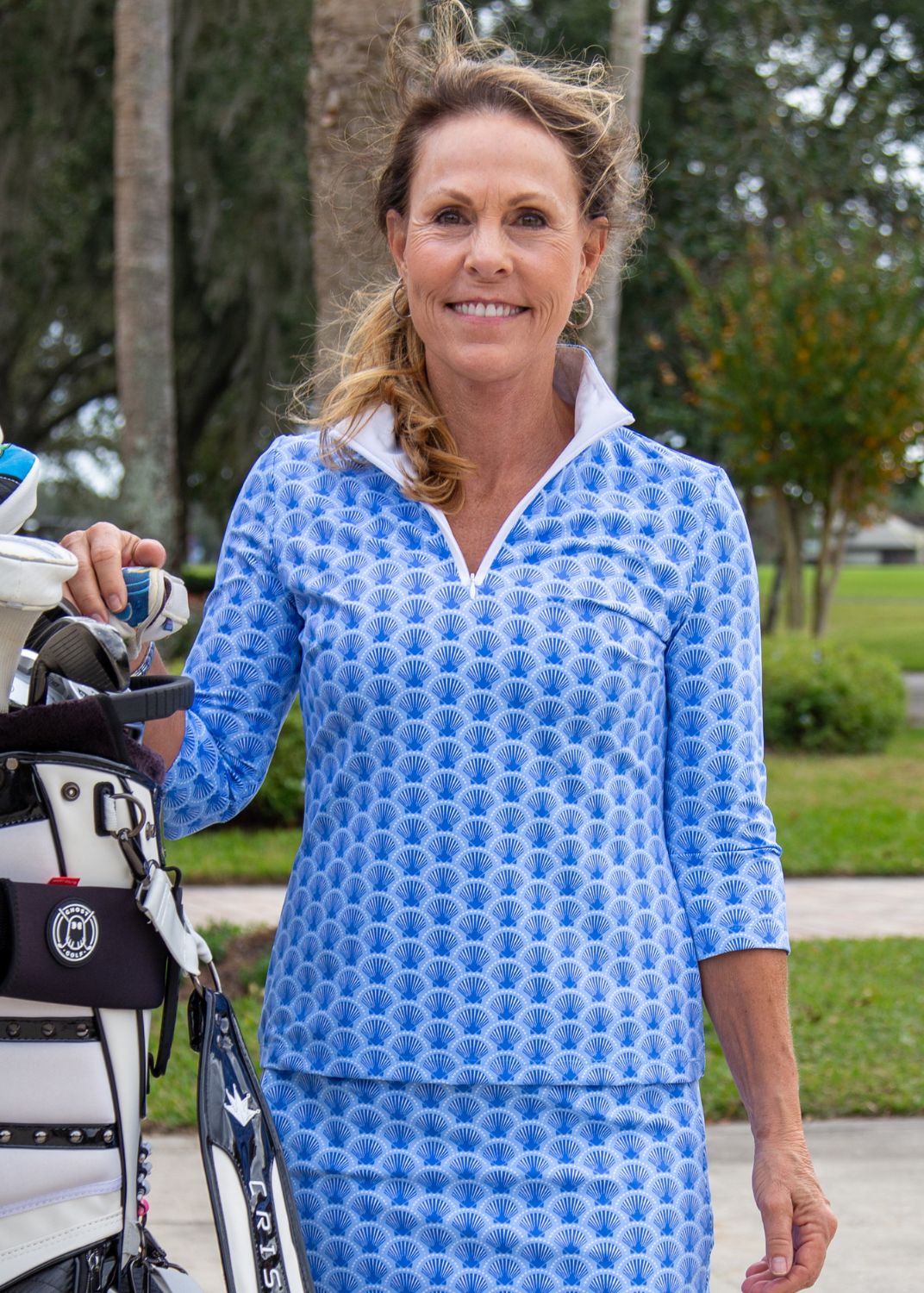 Britt Top 3/4 Sleeve- Shell Seeker 2 Blue - FINAL SALE