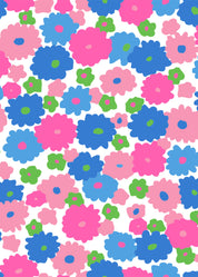 Lucille Dress - Field of Dahlias Blue/Pink
