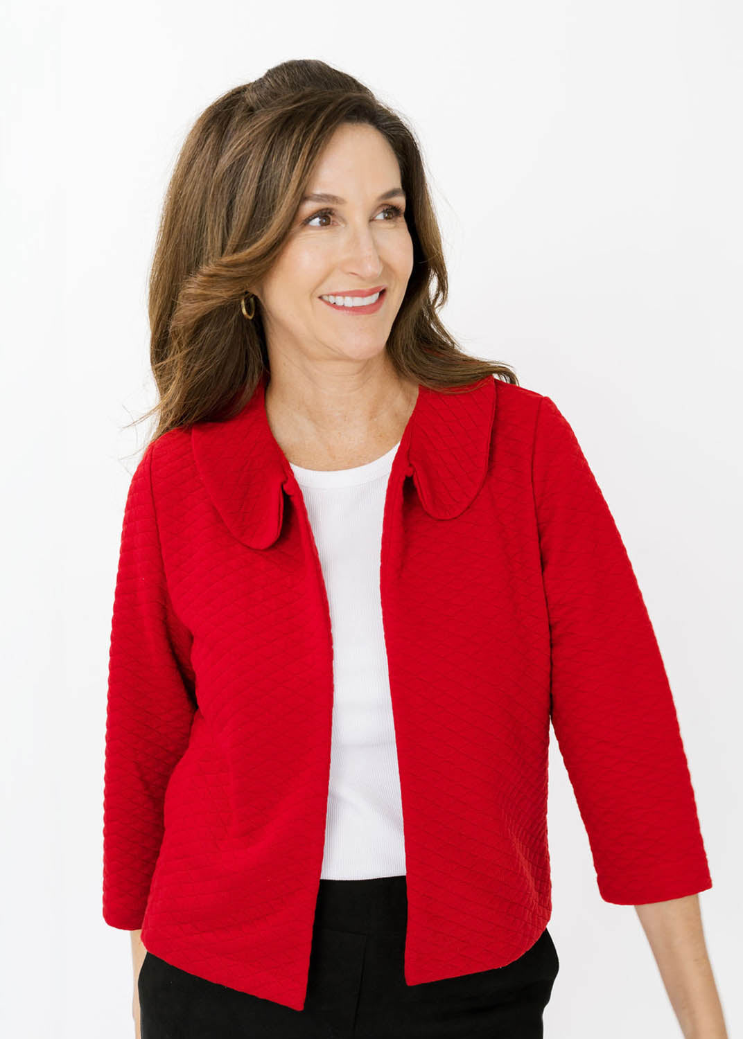 Jackie Jacket - Solid Red Quilted