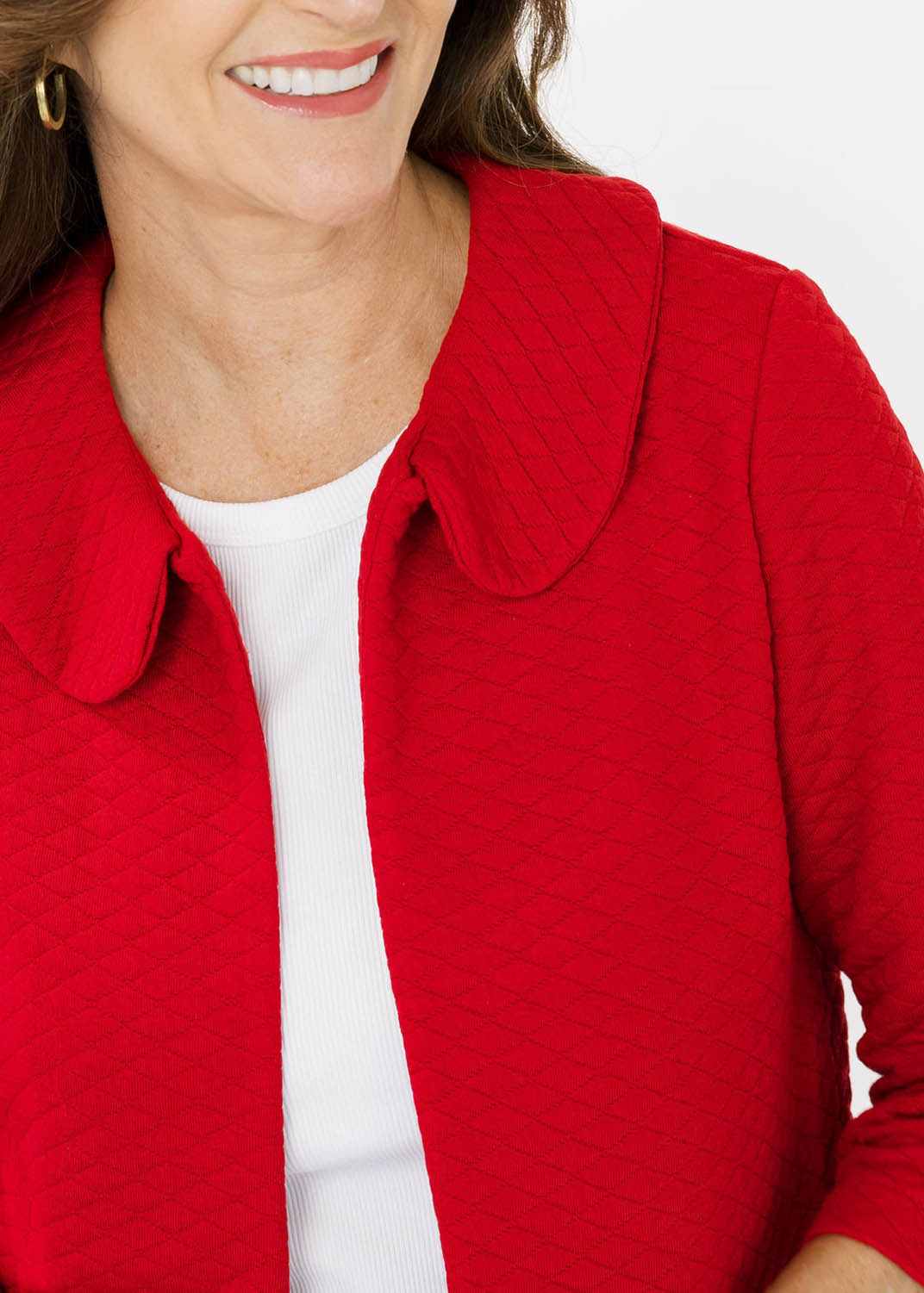 Jackie Jacket - Solid Red Quilted