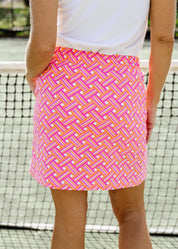 Country Club Skort 17 inch - Ribbons Pink/Orange - FINAL SALE