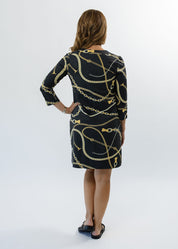 Lucille 3/4 Sleeve Dress - An Evening Out Black/Tan