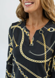 Lucille 3/4 Sleeve Dress - An Evening Out Black/Tan