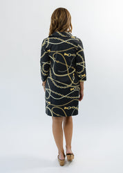 Polo 3/4 Sleeve Dress - An Evening Out Black/Tan