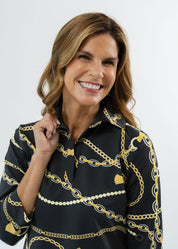 Polo 3/4 Sleeve Dress - An Evening Out Black/Tan