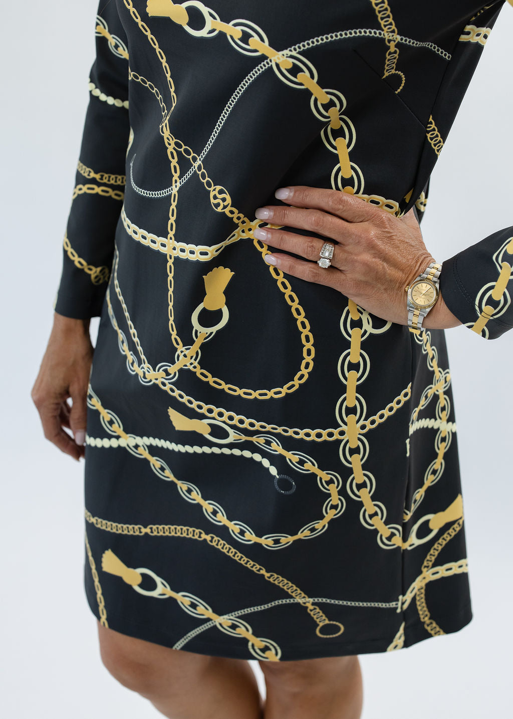 Marina Full Sleeve Dress - An Evening Out Black/Tan - FINAL SALE