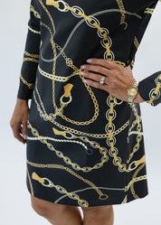 Marina Full Sleeve Dress - An Evening Out Black/Tan - FINAL SALE