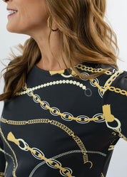 Marina Full Sleeve Dress - An Evening Out Black/Tan - FINAL SALE