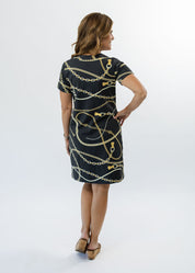 Lucille Short Sleeve Dress - An Evening Out Black/Tan