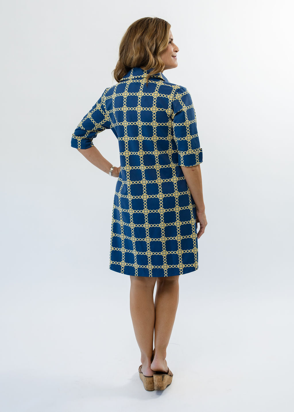 Lizzie Dress - Medallion Chain Blue/Tan