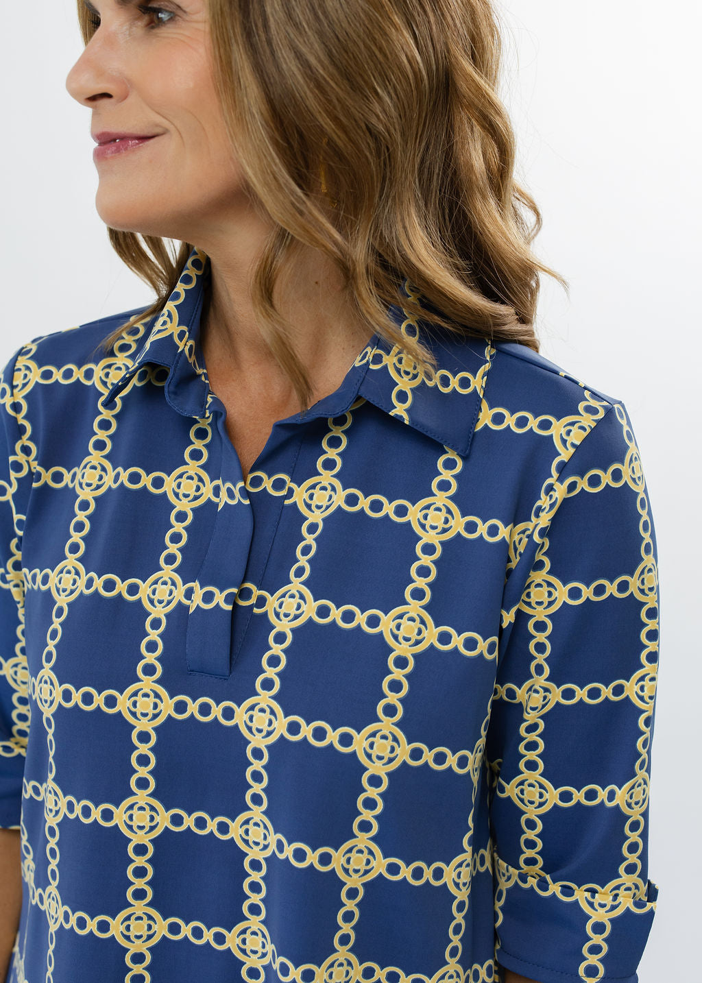 Lizzie Dress - Medallion Chain Blue/Tan