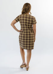 Lucille Short Sleeve Dress - Medallion Chain Chocolate/Tan - FINAL SALE