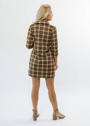 Polo 3/4 Sleeve Dress - Medallion Chain Chocolate/Tan