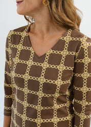 V-Crew Tee - Medallion Chain Chocolate/Tan - FINAL SALE