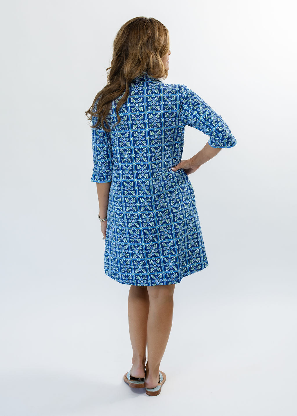 Lizzie Dress- Tile Art Blue/Green