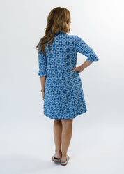Lizzie Dress- Tile Art Blue/Green