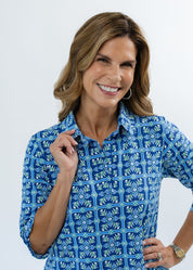 Lizzie Dress- Tile Art Blue/Green