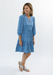 Louisa Dress - Tile Art Blue/Green