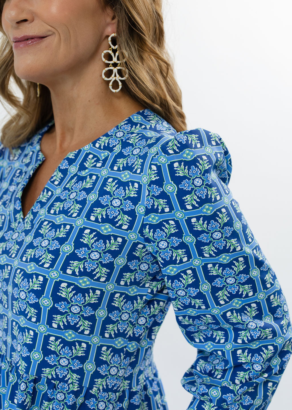 Louisa Dress - Tile Art Blue/Green