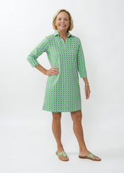Polo 3/4 Sleeve Dress - Daisy Squared Pink/Green