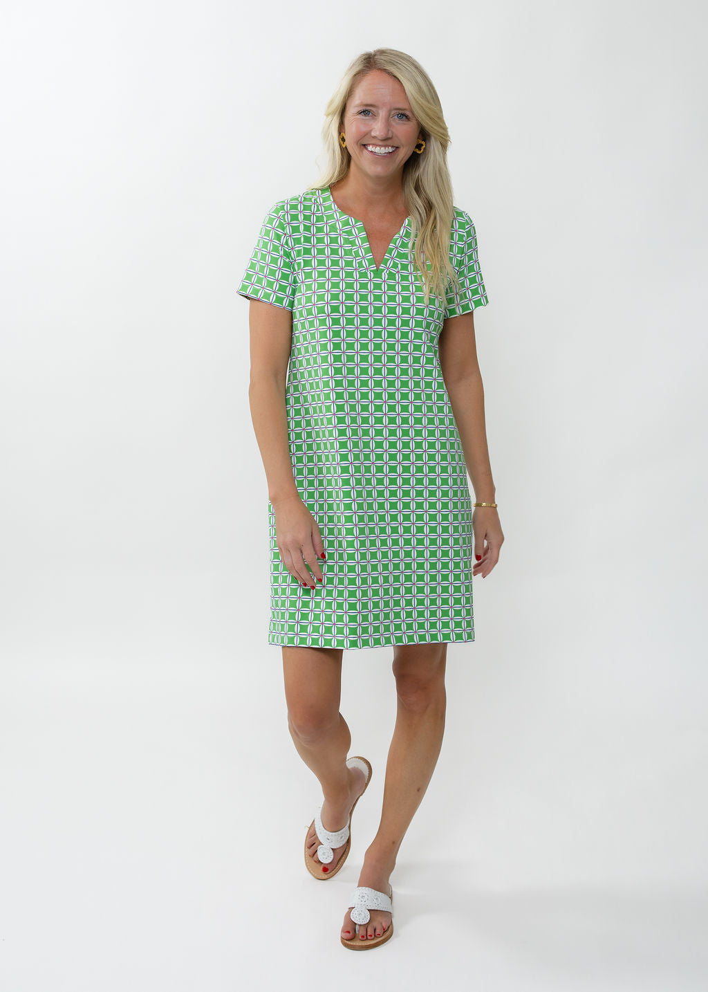 Lucille Short Sleeve Dress - Daisy Squared Pink/Green