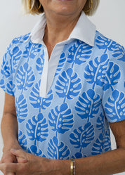 Polo Dress - Palm Stripe Blue - FINAL SALE