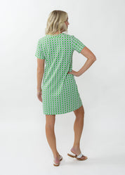 Lucille Short Sleeve Dress - Daisy Squared Pink/Green