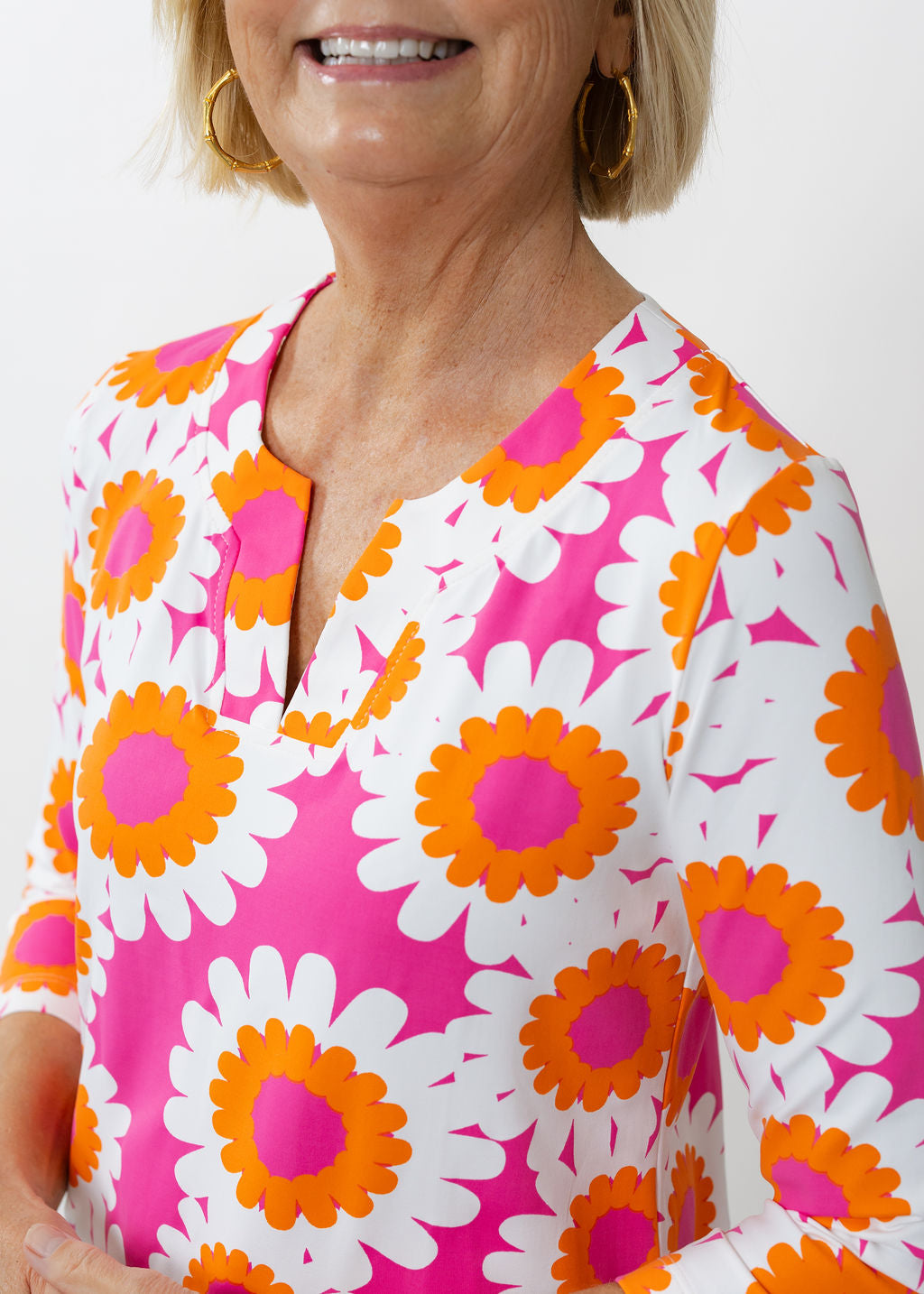 Lucille 3/4 Sleeve Dress - Sunflower Pink/Orange