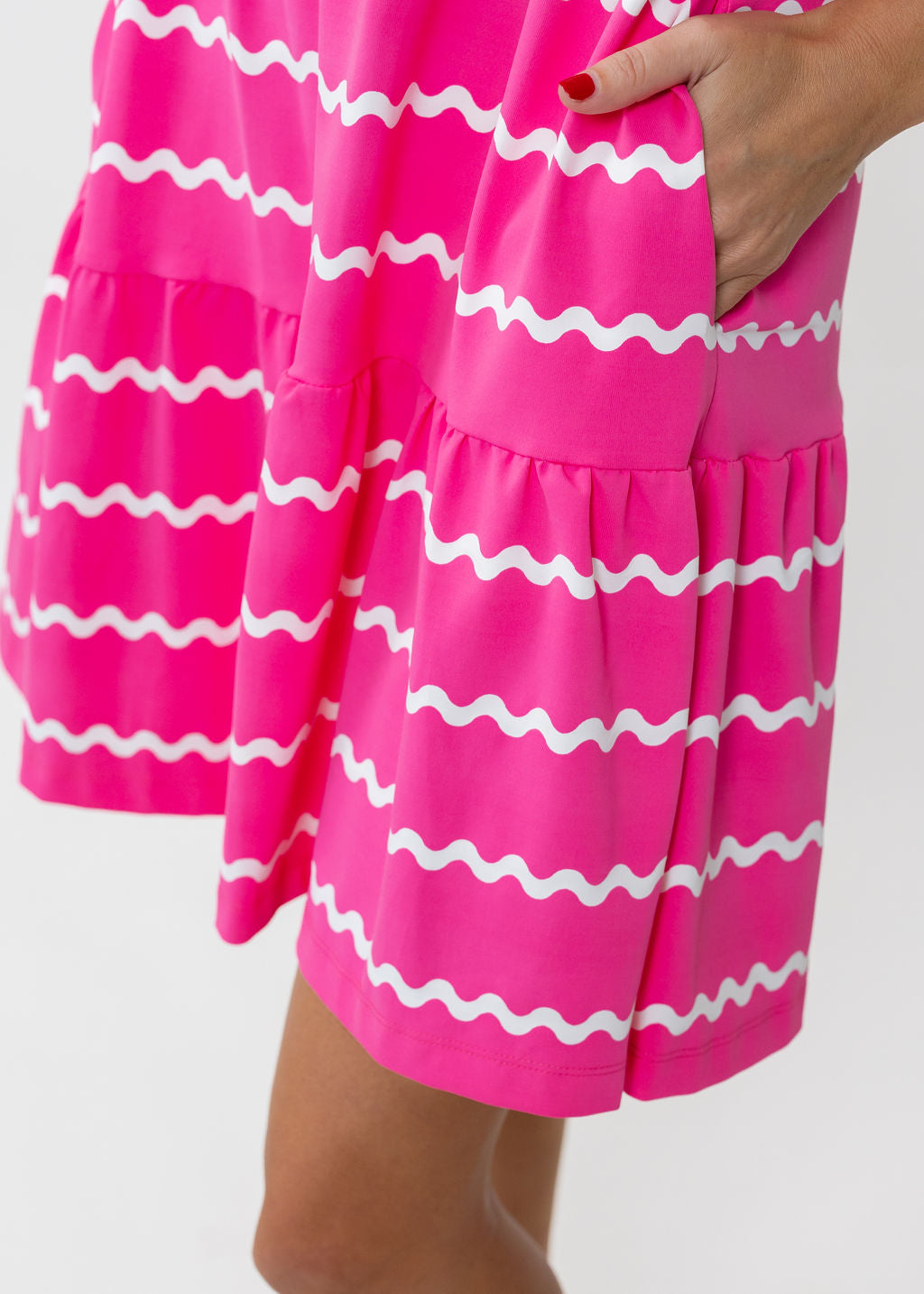 Louisa Short Sleeve Dress - Ric Rac Stripe Pink/White