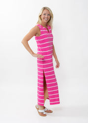 Lucille Maxi Dress - Ric Rac Stripe Pink/White