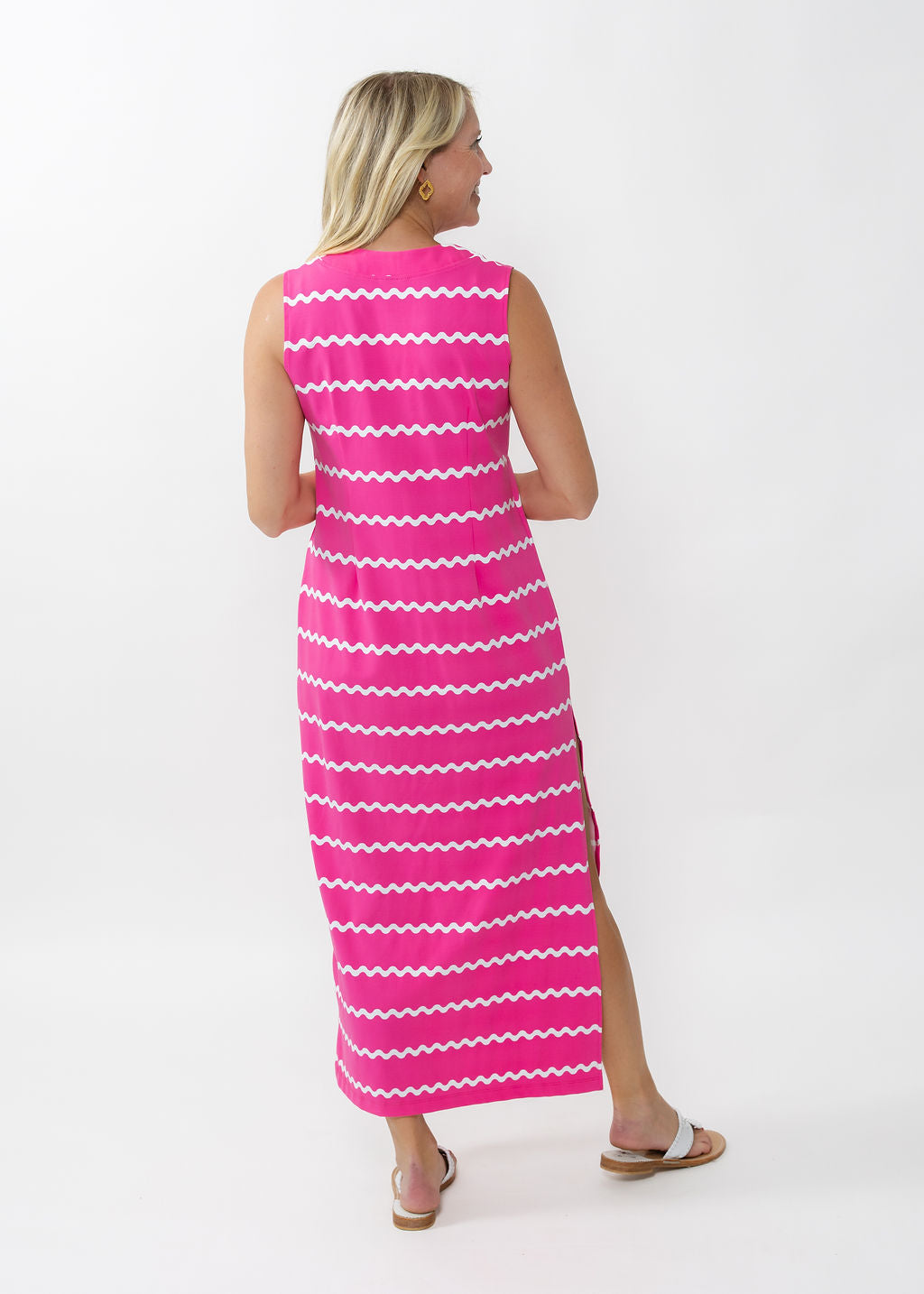 Lucille Maxi Dress - Ric Rac Stripe Pink/White
