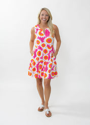 Louisa Sleeveless Dress - Sunflower Pink/Orange